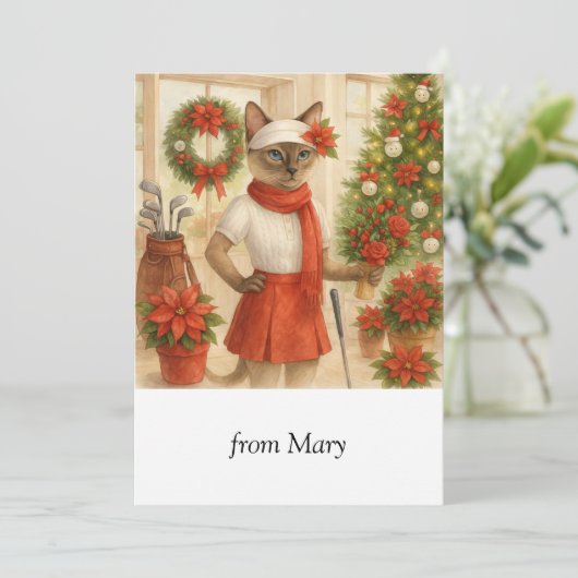 Golf Weihnachten Thema für Cat Golfer (Stehend Vorderseite)