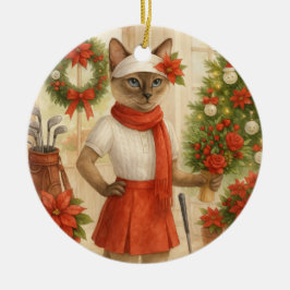 Golf Weihnachten Thema für Cat Golfer Keramik Ornament