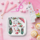 Golf Weihnachten Thema für Golfer Party rot grün Pappteller (Party)