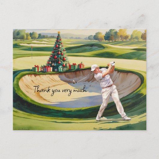 Golf Weihnachten Thema für Golfer Postkarte (Vorderseite)