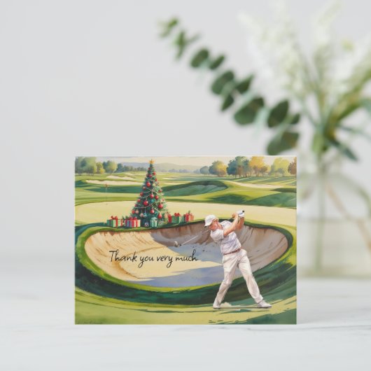 Golf Weihnachten Thema für Golfer Postkarte (Stehend Vorderseite)