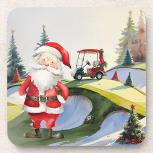Golf Weihnachten Thema mit dem Weihnachtsmann Golf Getränkeuntersetzer