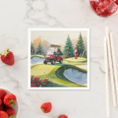 Golf Weihnachten Thema mit Golfwagen auf Grün Serviette (Beispiel)