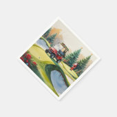 Golf Weihnachten Thema mit Golfwagen auf Grün Serviette (Ecke)