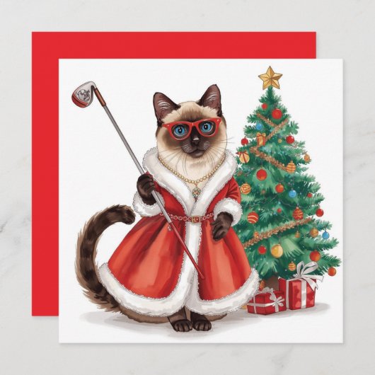 Golf Weihnachten Thema mit Siam Cat Golfer (Vorne/Hinten)