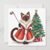 Golf Weihnachten Thema mit Siam Cat Golfer (Vorderseite)