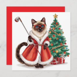 Golf Weihnachten Thema mit Siam Cat Golfer