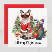 Golf Weihnachten Thema mit Siam Cat Golfer