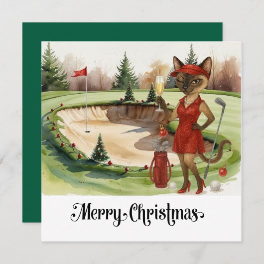 Golf Weihnachten Thema mit Siam Cat Golfer (Vorne/Hinten)