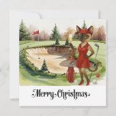 Golf Weihnachten Thema mit Siam Cat Golfer (Vorderseite)