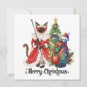 Golf Weihnachten Thema mit Siam Cat Golfer (Vorderseite)