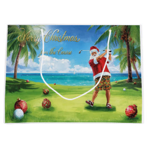 Golf Weihnachten Thema mit Weihnachtsmann Große Geschenktüte
