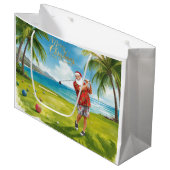Golf Weihnachten Thema mit Weihnachtsmann Große Geschenktüte (Vorderseite Schrägansicht)