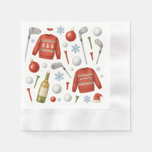 Golf Weihnachten Thema Winter für Golfer Serviette (Vorderseite)