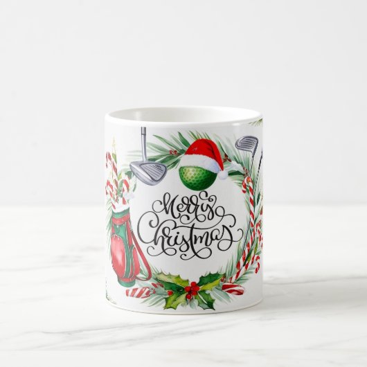 Golf Weihnachten Wasserfarbe für Golfer Kaffeetasse (Mittel)