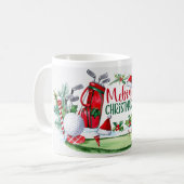 Golf Weihnachten Wasserfarbe für Golfer Kaffeetasse (Vorderseite Links)