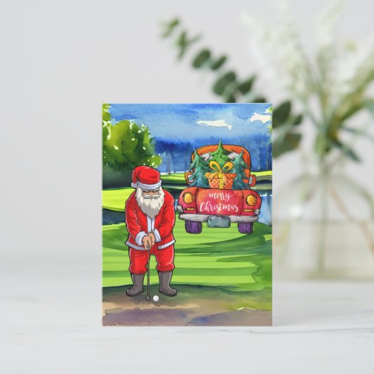 Golf Weihnachten Weihnachtsklaus Golfer in Bunker (Stehend Vorderseite)