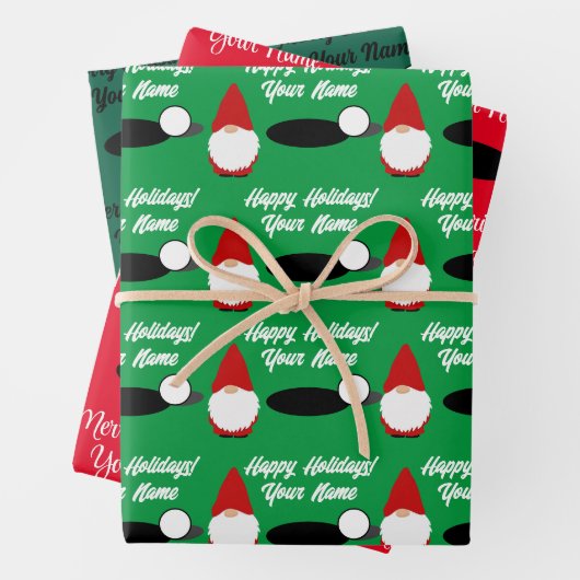 Golf-Weihnachts-Gnom-Geschenkpapierbögen Geschenkpapier Set (Beispiel)