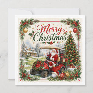 Golf-Weihnachts-Par-tee-Party mit dem Weihnachtsma Feiertagskarte