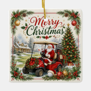 Golf-Weihnachts-Par-Tee-Party mit dem Weihnachtsma Keramikornament