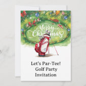 Golf Weihnachts-Party auf Grün Einladung (Vorderseite)