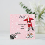 Golf Weihnachts-Party mit dem Weihnachtsmann in Ro Save The Date (Stehend Vorderseite)