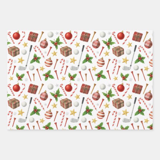 Golf Weihnachts-Party zum Thema Golfer Geschenkpapier Set (Vorderseite 2)