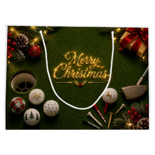 Golf-Weihnachts-Putting-Green-Grußkarte Große Geschenktüte