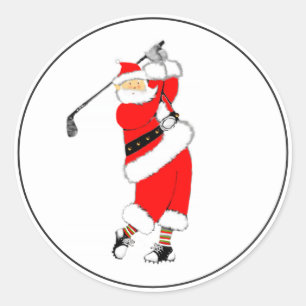 Golf Weihnachts-Santa Runder Aufkleber
