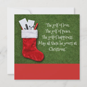 Golf-Weihnachts-Socke auf Putting-Green Feiertagskarte