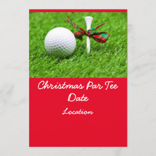 Golf Weihnachtsball mit Weihnachtsbändern und T Einladung