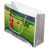 Golf Weihnachtsbaum auf rotem Auto mit dem Weihnac Große Geschenktüte (Vorderseite Schrägansicht)