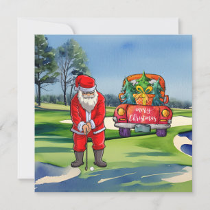 Golf Weihnachtsbaum auf rotem Auto mit dem Weihnac Karte