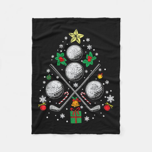 Golf Weihnachtsbaum Light Pajama Golfer Xmas Men W Fleecedecke (Vorderseite)
