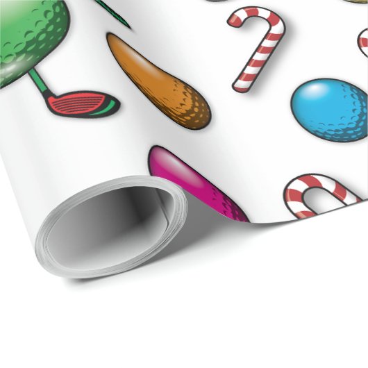 Golf Weihnachtsdesign Geschenkpapier (Rolleneckpunkt)