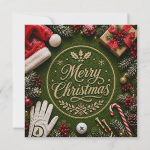 Golf-Weihnachtsfeier auf grünem Rasen Feiertagskarte