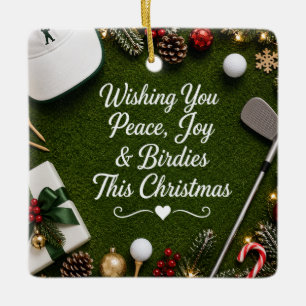 Golf-Weihnachtsfeier auf grünem Rasen Keramikornament