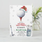Golf-Weihnachtsfeier-Einladung Einladung (Stehend Vorderseite)