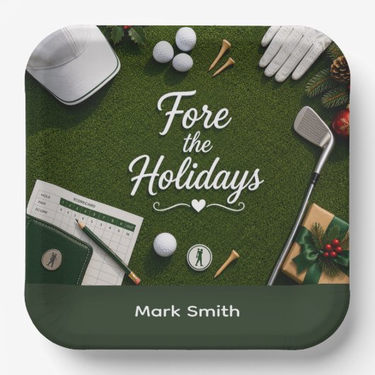 Golf-Weihnachtsfeier für Golfer Pappteller (Vorderseite)