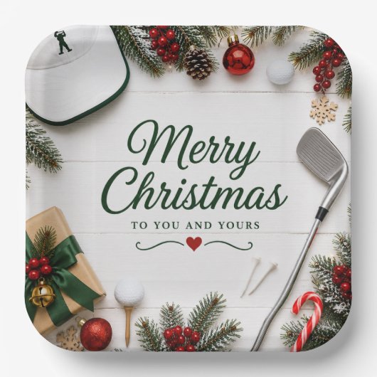 Golf-Weihnachtsfeier für Golfer Pappteller (Vorderseite)