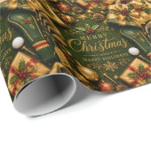 Golf Weihnachtsfeier Geschenkpapier (Rolleneckpunkt)