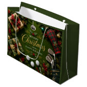 Golf-Weihnachtsfeier Große Geschenktüte (Vorderseite Schrägansicht)