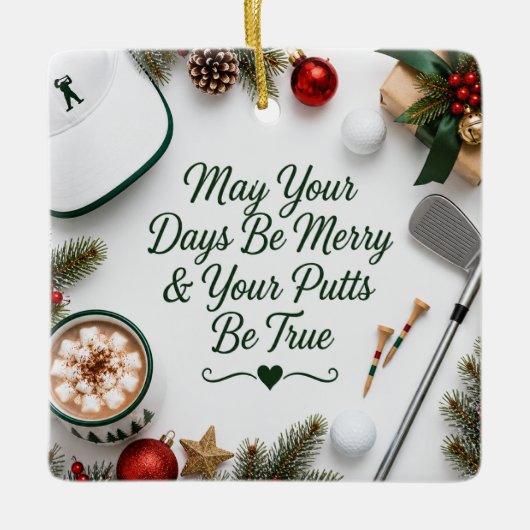 Golf-Weihnachtsfeier Keramikornament (Vorderseite)