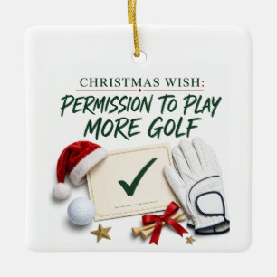 Golf-Weihnachtsfeier mit Golfball für Golfer Keramikornament
