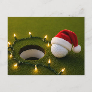 Golf-Weihnachtsfeier mit Golfball für Golfer Postkarte