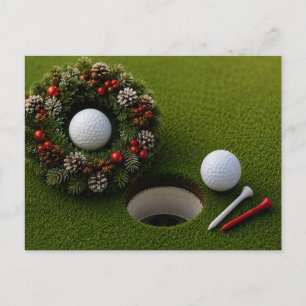 Golf-Weihnachtsfeier mit Golfball für Golfer Postkarte