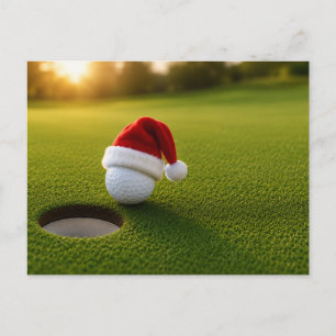 Golf-Weihnachtsfeier mit Golfball für Golfer Postkarte