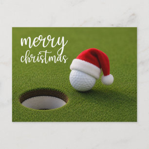 Golf-Weihnachtsfeier mit Golfball für Golfer Postkarte
