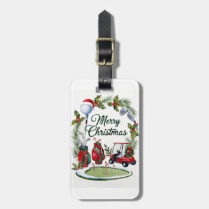 Golf-Weihnachtsfeier mit Golfgeräten Xmas Gepäckanhänger