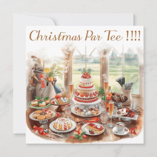 Golf-Weihnachtsfeier mit Golfplatz-Hintergrund Einladung (Vorderseite)